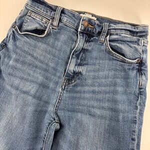 Oliver Logan Aberdeen Wide Crop Jeans Women 27 Blue Excellent Raw Hem High Rise